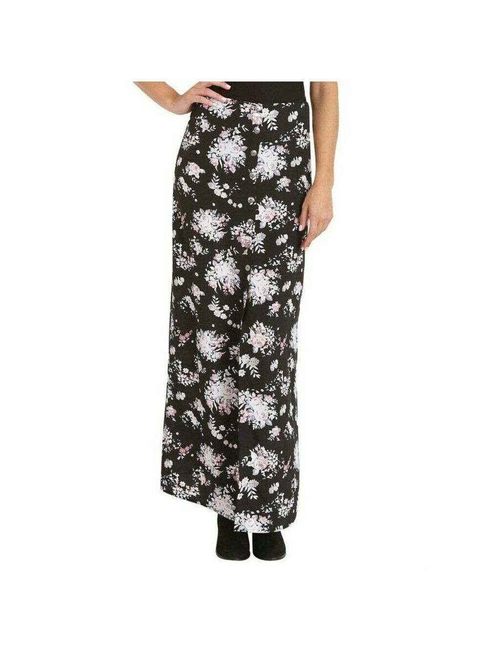 Stillwater The Button Front Maxi Skirt Black/Pink